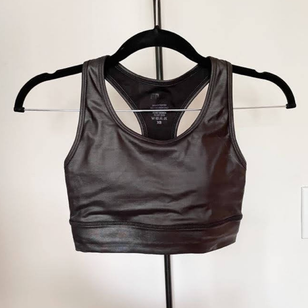 ETHOS Black leather sports bra